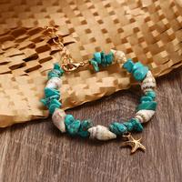 Bracelets tendance et populaires en perles de pierre de conque, turquoise et pendentifs de plage, bracelets en perles de cristal