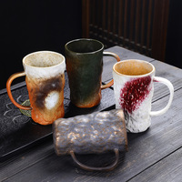 Grande capacité 800ml tasse à café en céramique vintage japonaise poterie grossière tasse de petit déjeuner avec poignée pour boissons et bière