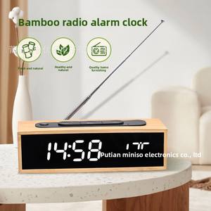 Moderne Home LED-Uhr Kreative Bambus Alarm Strahlungs leuchtende Anzeige Leise Quarz Digital Massivholz Tisch uhr Elektronisch - Product Image 4