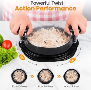 Triturador de Pollo Redondo de Plástico Resistente, Libre de BPA, Irrompible, con Tapa Transparente Ecológica y Mango Giratorio para Uso en la Cocina del Hogar - Product Image 2