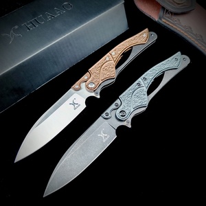 Couteau de chasse pliant durable avec manche en aluminium, lame à pointe tombante, couteau de poche OEM pour le camping et la survie - Product Image 2