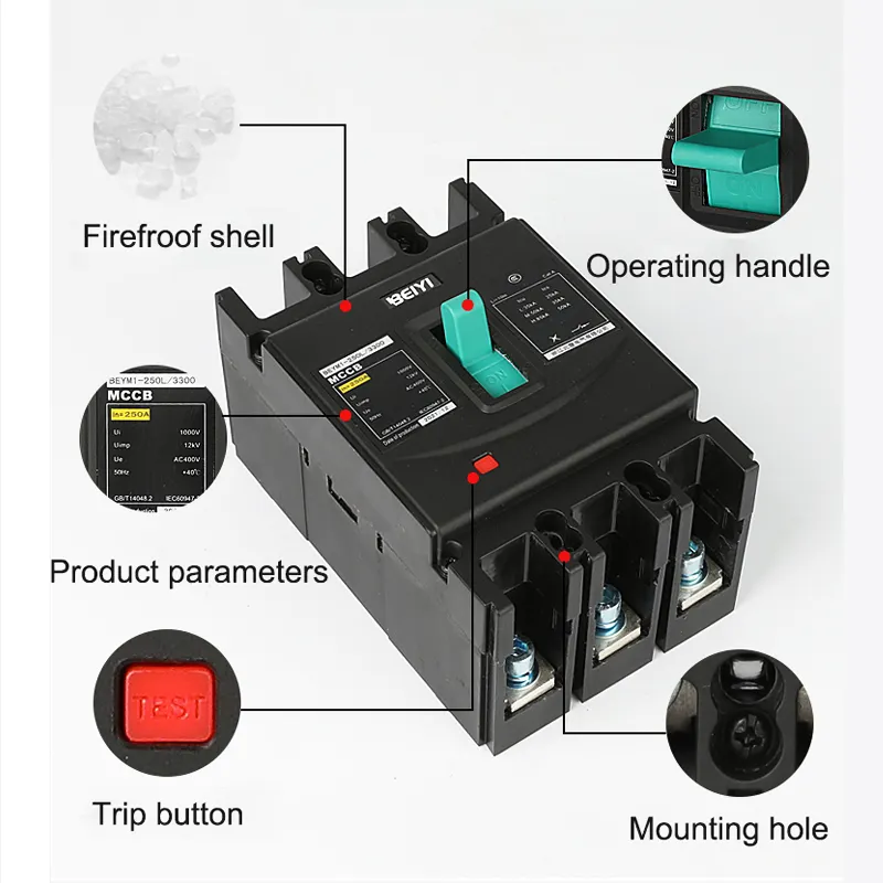 Dijual pemutus arus casing cetak mccb perlindungan berlebih tiga tiang 200a 250a Breaker elektrik mccb