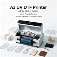 Imprimante d'étiquettes A3 UV DTF, encre CMYKWV, utilisation automatique à domicile ou en studio, impression d'autocollants de 30 cm pour tasses, verres, coques de téléphone, nouvelle, garantie 1 an
