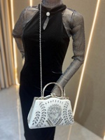 2026 Vintage Dames Handtassen met Strass Steentjes, Glinsterende Kristallen Clutch, Glitterende Holle Bruids- en Avondtas, Dames Handtas met Ketting voor Gala's