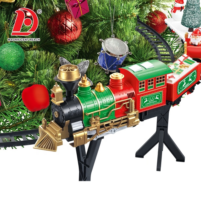 Pista De Coches Y Tren Eléctrico Navideño MOONTOY - 233 Piezas, Luces, Flexible, Para Niños 3-8 Años