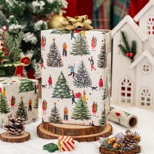 Christmas Tree and People <b>Pattern</b> Gift Wrapping <b>Paper</b> Double-Sided Coated Specialty <b>Paper</b> for Holiday Packaging - Product Image 2