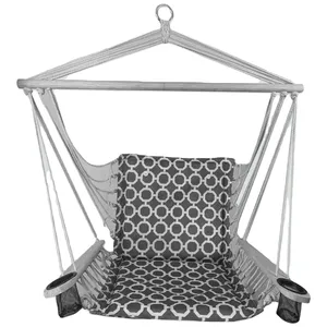 Крытый открытый подвесной хлопковый гамак стул с подстаканниками