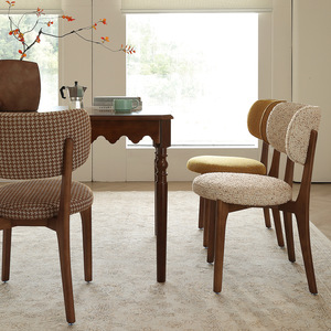 Silla de Comedor Gorange de Estilo Nórdico Retro Moderno y Sencillo, Respaldo Lily, Madera Maciza, Tapicería de Tela, Muebles para el Hogar, Cafetería y <span class=keywords><strong>Restaurante</strong></span> de Lujo - Product Image 2