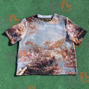 Neues Design Sommer Herren bekleidung Tapisserie Rundhals ausschnitt Herren Kurzarm T-Shirts Jacquard Woven Tapisserie Shirts für Herren - Product Image 6