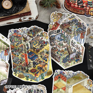 3 o 4 unids/pack el decimosexto y decimoséptimo de <span class=keywords><strong>la</strong></span> serie Six Bombs de negocios de hoy INS Scenic Handbook DIY Stickers - Product Image 3