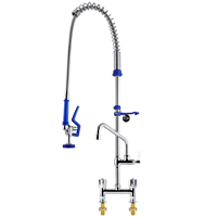 Robinet de cuisine à double poignée, à hauteur réduite, à montage sur plan de travail, facile à installer, en laiton, tube en SUS304, action à ressort, unité de pré-rinçage réglable 2