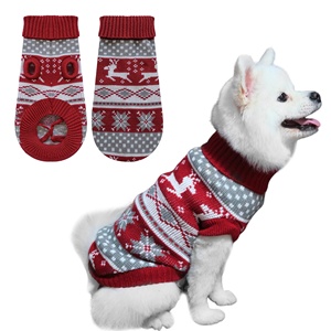 <span class=keywords><strong>Prix</strong></span> d'usine – Nouveau pull pour chien à col roulé, motif cerf, tricoté, chaud, doux et respirant, idéal pour l'hiver et les fêtes de Noël - Product Image 1