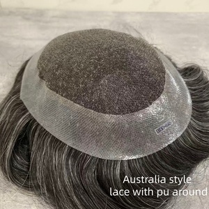 H330 Perruque pour <span class=keywords><strong>homme</strong></span> en dentelle avec système capillaire en PU, remplacement de cheveux, perruque, base australienne, cheveux gris, service de coupe et de bouclage - Product Image 2