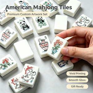 Juego de Mahjong Americano Retro de Lujo de 160 Fichas, con Motivos de Panda y Jarrón Antiguos Dibujados a Mano, Magnético, Portátil, Hecho en China, para Todos - Product Image 2