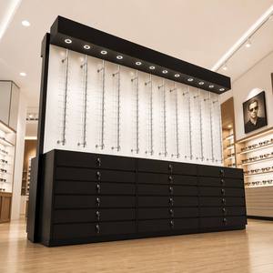 Vitrine d'exposition moderne personnalisée pour lunettes, présentoir suspendu pour opticien, éclairage LED au plafond, tiroirs de rangement verrouillables - Product Image 3