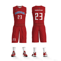 Ensemble de maillots de basket-ball sans manches personnalisés en gros, sublimation par transfert thermique, club, ligue, équipe, OEM, unisexe, séchage rapide