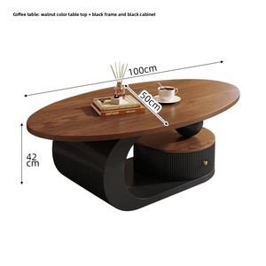 Tavolino da Caffè <span class=keywords><strong>in</strong></span> Stile Medievale Usato per Soggiorno, Uso Domestico, Appartamento Piccolo, Colore Noce, Sensazione di Lusso, con Spazio Contenitore - Product Image 5