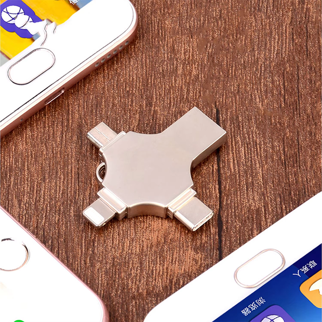 4 in 1 USB Flash Drive OTG External Storage Memory Stick USB Type-C Ports Usb Key Drive 16Gb 32GB 64GB 128GB Otg Flash Pendrive