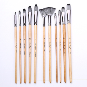 Lot de 25 pinceaux en bois gris argenté avec sac de rangement <span class=keywords><strong>pour</strong></span> peintres, cheveux en nylon, peinture acrylique à l'huile et à l'aquarelle - Product Image 4