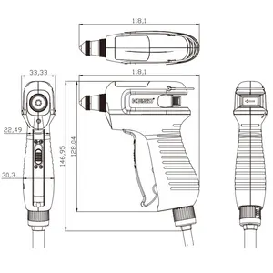 Pistol Udara Anti Statis, Pistol Ionisasi Genggam Frekuensi Tinggi, Ionizer Industri, Pistol ESD dengan Berbagai Kepala KESD KG-5