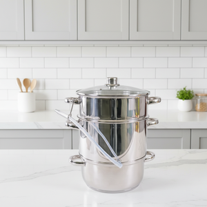 Olla <span class=keywords><strong>Vaporera</strong></span> y Exprimidor de Frutas de Cocina de 3 Capas y 8L, Ecológica, de Metal, con Fondo de Inducción - Product Image 1