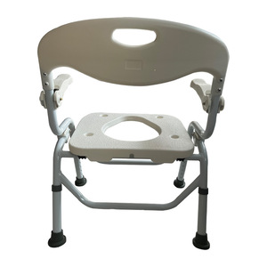 Silla de ducha antideslizante para personas mayores, silla plegable para baño y inodoro con reposabrazos - Product Image 4
