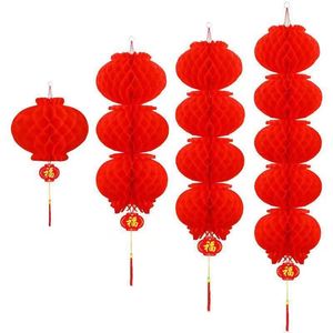 Faroles de papel rojos, decoraciones redondas de panal para bodas, festival de primavera, uso en interiores - Product Image 3
