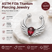 JiaXin Anneaux de nez articulés en titane ASTM F136 pour tragus, hélix, daith, septum, conch, rook et lèvres