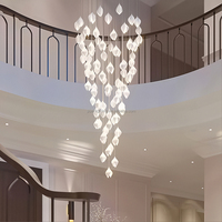Lustre en céramique en forme de bourgeon de fleur blanche, design naturel, personnalisé pour hall d'hôtel, escalier, villa, éclairage hôtelier