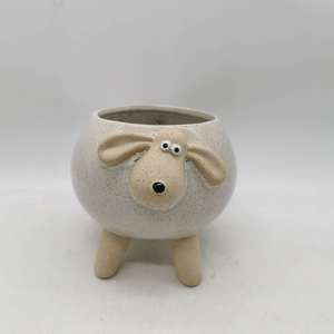 Sheep Shaped Plants <strong>Flower</strong> <strong>Pots</strong> <strong>Ceramic</strong> Sandy Clay Speckled Material Decorative Round <strong>Pots</strong> With Four Holder - Product Image 2