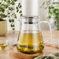 Théière en verre borosilicate de 27 oz avec filtre en acier inoxydable, bouilloire à thé en verre résistant à la chaleur, usine certifiée BSCI
