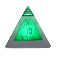 Termómetro de calendario perpetuo para decoración del hogar, reloj despertador Digital colorido con pirámide triangular y retroiluminación