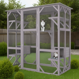 Enclos extérieur pour chat 71,2 x 34,6 x 66,5 pouces, 7 niveaux avec 5 plateformes et 2 niches de repos pour grands enclos pour chats, maison pour animaux de compagnie - Product Image 2