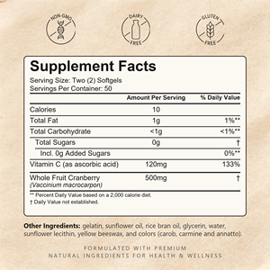 OEM ODM Vente Chaude - Personnalisable - Gélules de Canneberge 500mg avec Vitamine C |   Complément alimentaire pour la santé des voies urinaires - Product Image 2
