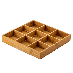 Plateau multi-compartiments en bambou, 4 à 7 compartiments, rectangulaire, pour fruits, collations, thé, rangement - Product Image 5