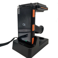 Lecteur-graveur RFID UHF longue portée C61 Android 5,5 pouces PDA avec scanner de codes-barres 1D/2D, WIFI 4G, station de charge