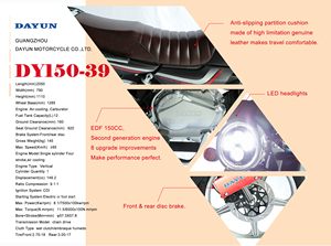 Motocyclette de rue Dayun DY150-39 150cc, moteur EDF 2e génération, freins à disque doubles, phares LED pour importateurs et concessionnaires - Product Image 5