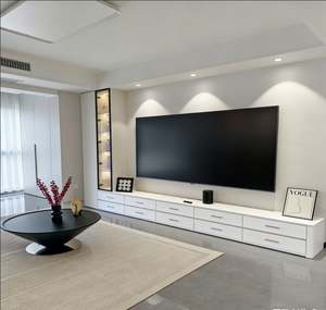Mueble de TV de Piso Blanco Personalizado BALOM con Iluminación LED y Estantes de Almacenamiento Laterales Iluminados para Sala de Estar - Product Image 6