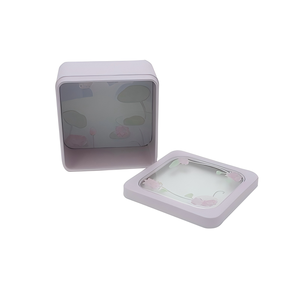 Boîte en métal rectangulaire vide de petite taille avec couvercle à fenêtres en PVC, boîte cadeau, produit en tôle - Product Image 4