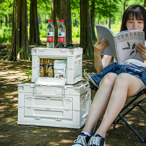 Boîte de rangement pliable pour le camping en plein air avec couvercle en bois 26L <span class=keywords><strong>60L</strong></span> Boîtes de rangement pliables multifonctionnelles en <span class=keywords><strong>plastique</strong></span> pour le camping - Product Image 2