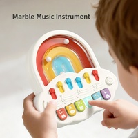 Clavier électronique d'éveil musical pour enfants : Jouet éducatif musical rempli de billes pour l'heure du coucher, Piano à billes arc-en-ciel