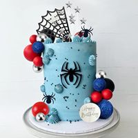 Décoration de gâteau Spiderman, toile d'araignée, boule en mousse, étoile, décoration de gâteau pour les fêtes d'anniversaire des garçons