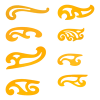 Kit de 8 courbes françaises souples transparentes orange pour couturier, en plastique flexible de 1,2 mm d'épaisseur, règle de 26,5 cm de longueur maximale, acceptant la personnalisation OEM