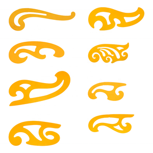 Kit de 8 courbes françaises souples transparentes orange pour couturier, en plastique flexible de 1,2 mm d'épaisseur, règle de 26,5 cm de longueur maximale, acceptant la personnalisation OEM - Product Image 2