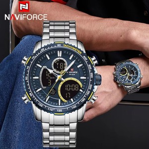 Reloj de Cuarzo <span class=keywords><strong>NAVIFORCE</strong></span> 9182 para Hombre de Negocios, Reloj Digital LED Luminoso, Reloj de Lujo con Doble Pantalla para Hombre, Reloj de Acero Inoxidable - Product Image 1