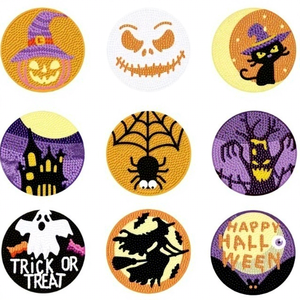 ชุดภาพวาดเพชร 5 มิติ แบบสองด้าน 6 ชิ้น สีชมพู ลายสัตว์ พร้อมกรอบ สำหรับตกแต่งฮาโลวีน - Product Image 1