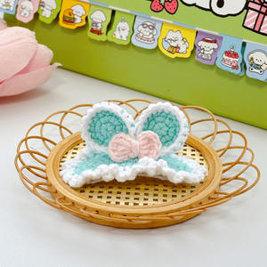 Fermaglio per Capelli a Forma di Orecchie di Coniglio Tridimensionali in Lana Lavorata a Mano, Accessorio per Capelli Cartoon per Bambine - Product Image 6