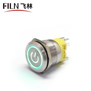 FILN impermeável 110v travamento momentâneo 7 pinos botão interruptor vermelho azul verde amarelo branco interruptor de botão de aço inoxidável - Product Image 3