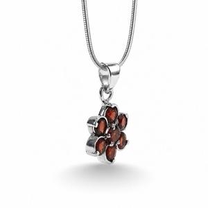Pendentif fleur en grenat plaqué rhodium en argent sterling 925 - Product Image 4