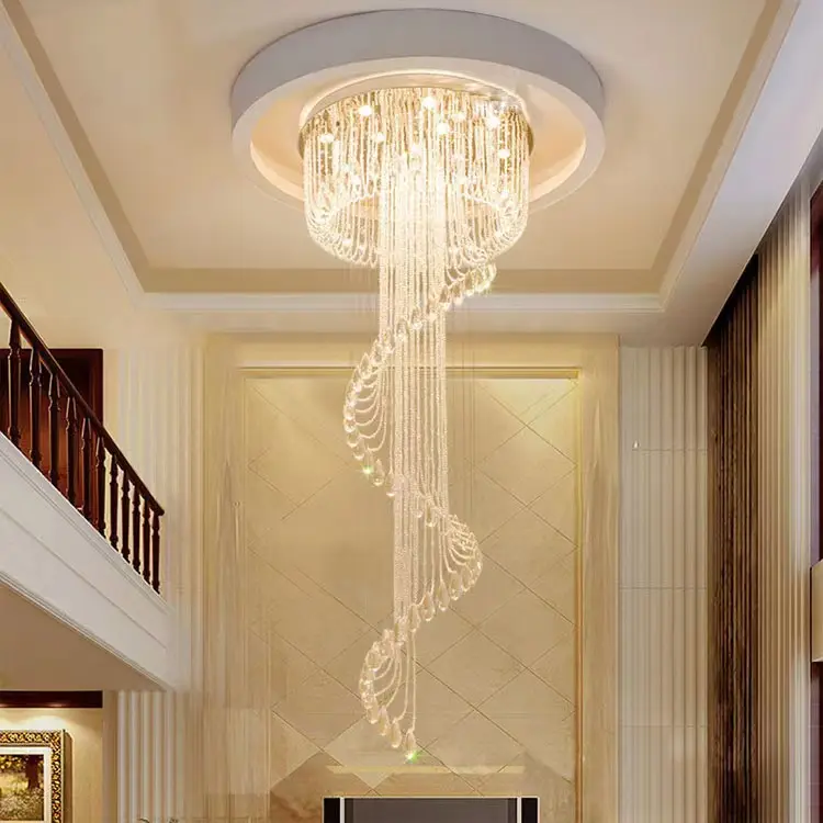 Nouvelle Tendance Spirale Creative Intérieur Décoratif Longue Bande Cristal Plafond Éclairage De Luxe LED Lustre Lumière Lampe Suspension lampe